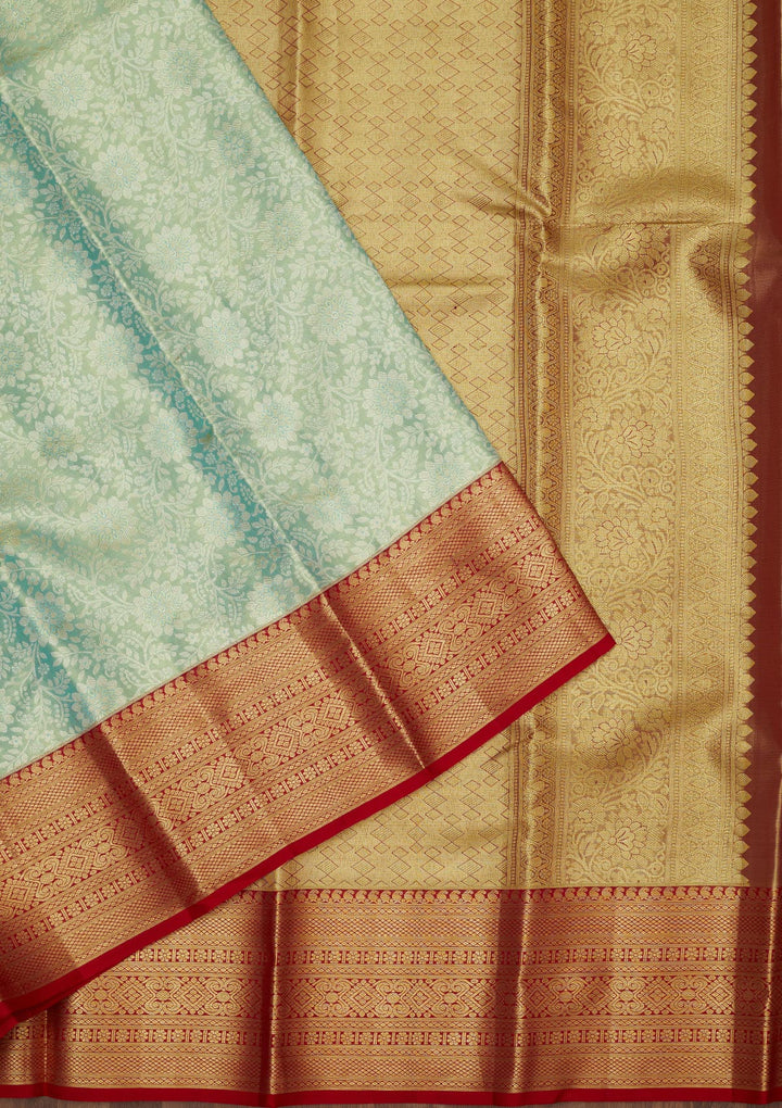 Sea Green Zariwork Pure Silk Saree