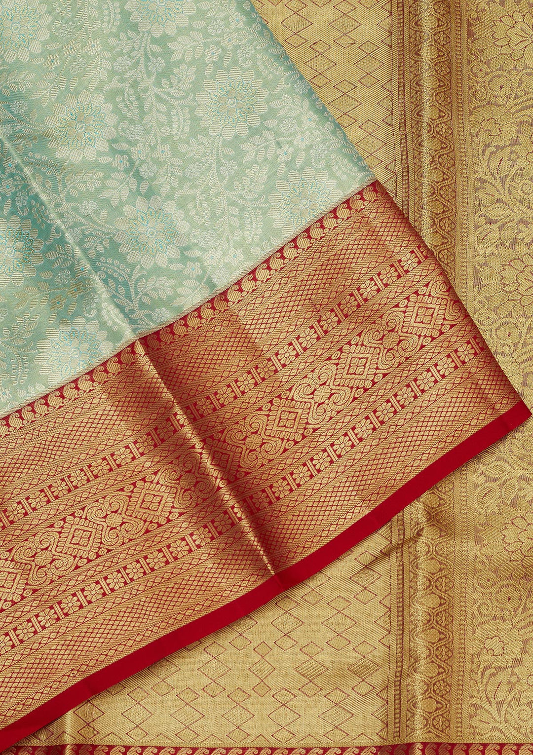 Sea Green Zariwork Pure Silk Saree