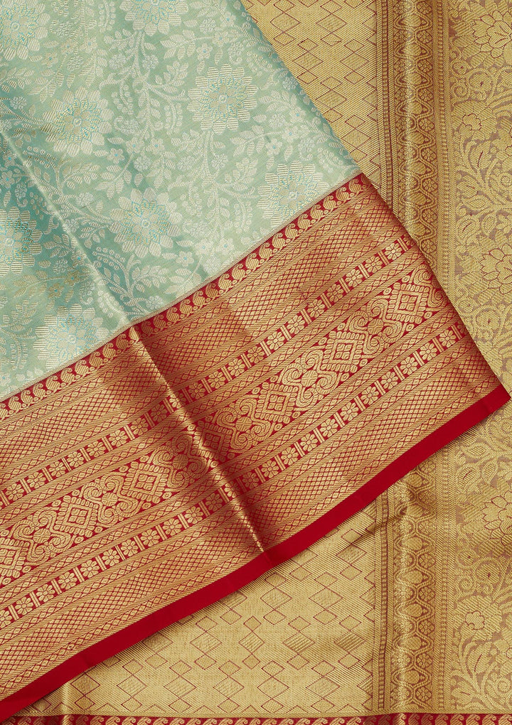 Sea Green Zariwork Pure Silk Saree