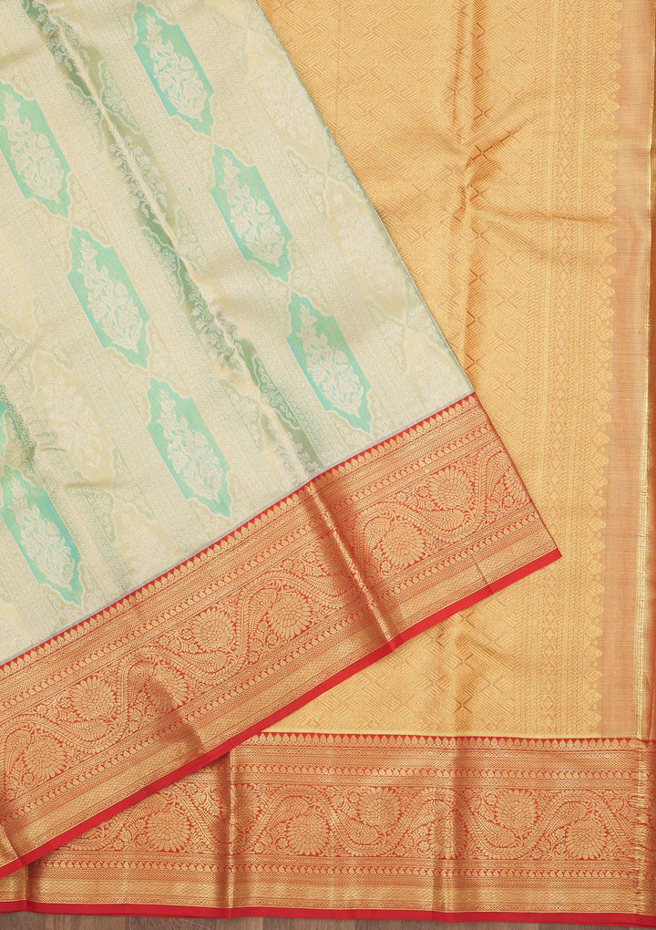 Sea Green Zariwork Pure Silk Saree