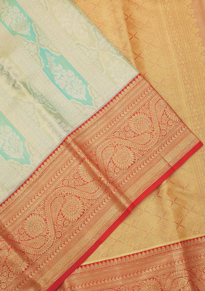 Sea Green Zariwork Pure Silk Saree