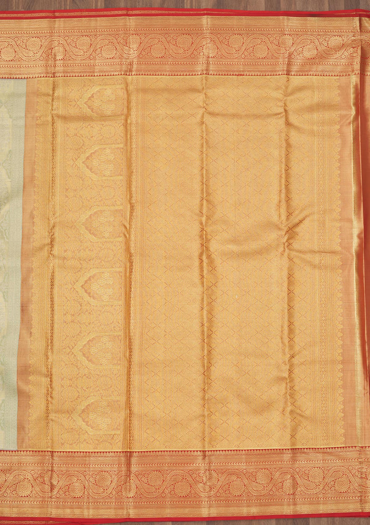 Sea Green Zariwork Pure Silk Saree