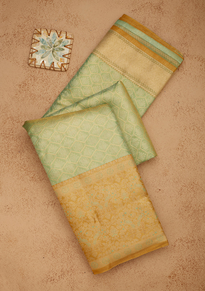 Sea Green Zariwork Pure Silk Saree