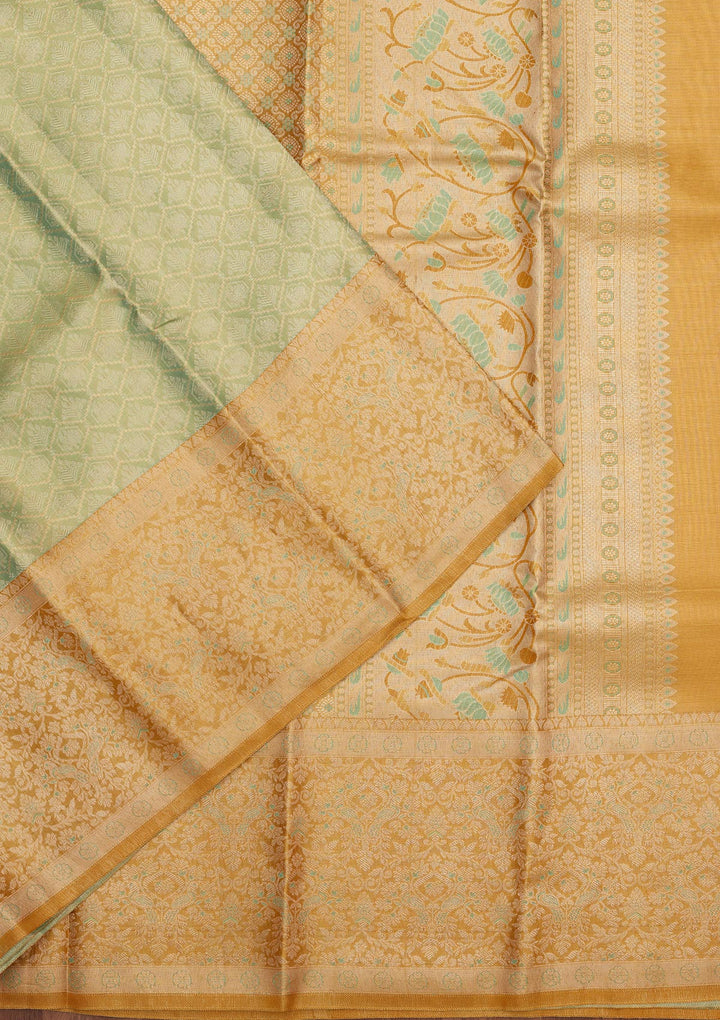 Sea Green Zariwork Pure Silk Saree