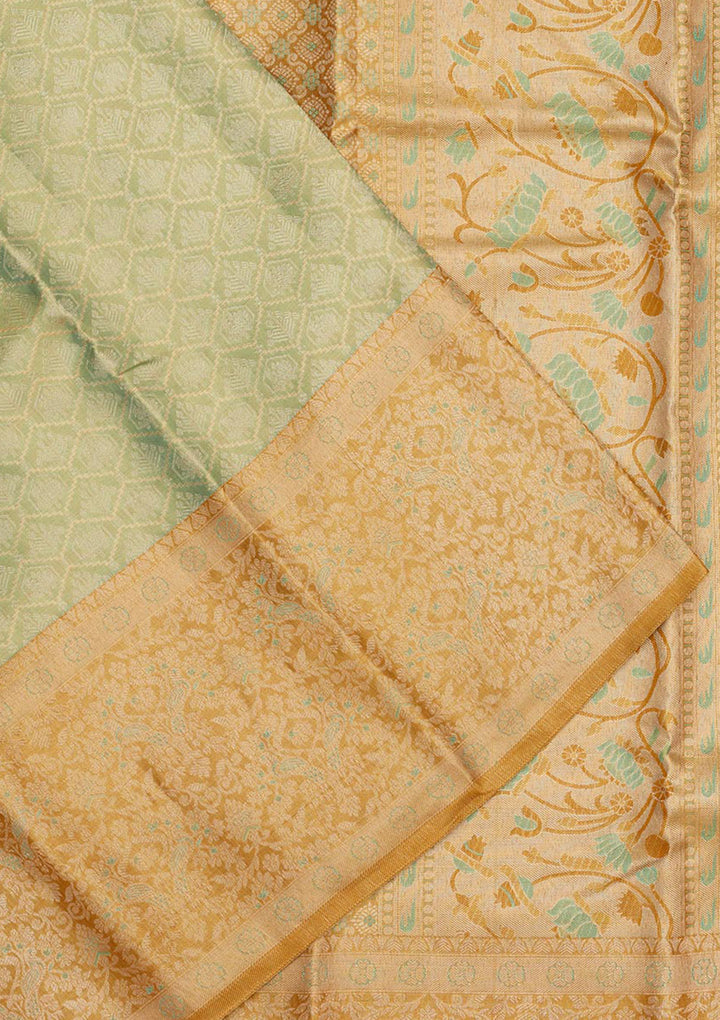 Sea Green Zariwork Pure Silk Saree