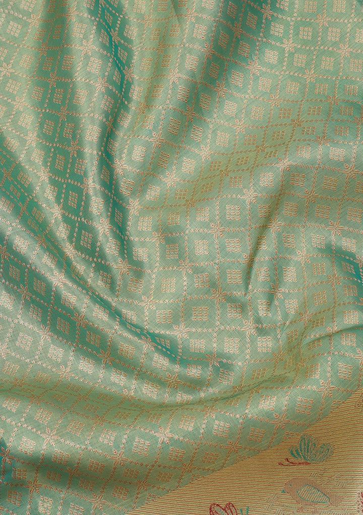 Sea Green Zariwork Pure Silk Saree