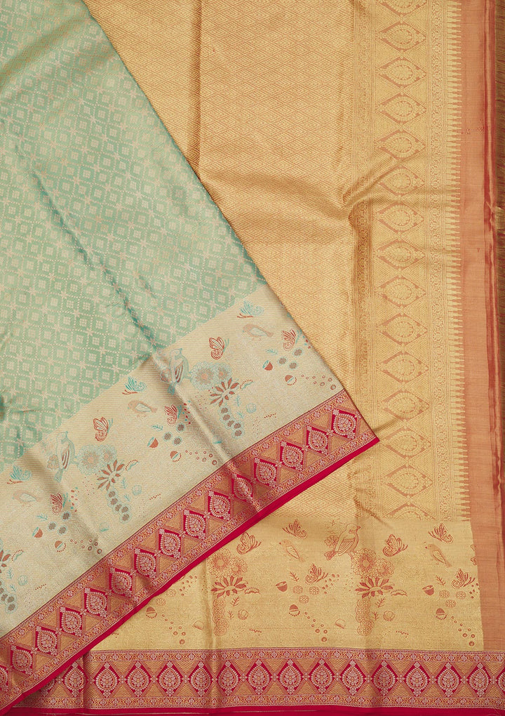 Sea Green Zariwork Pure Silk Saree