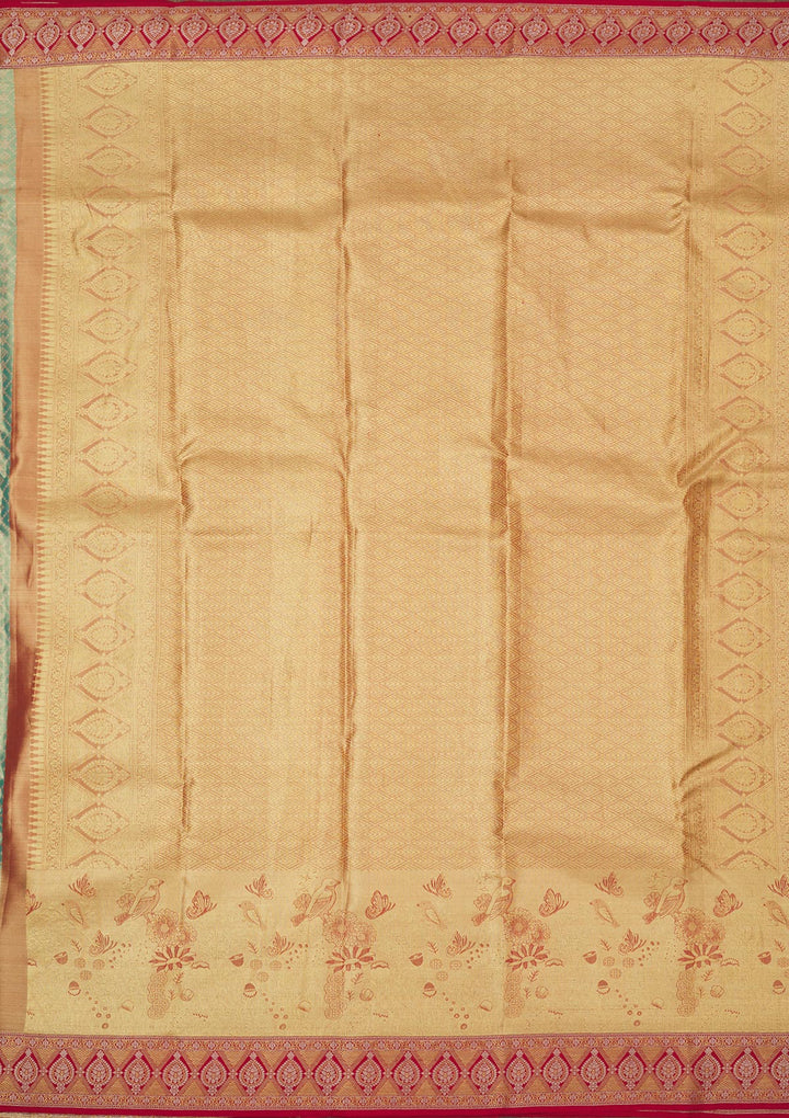 Sea Green Zariwork Pure Silk Saree