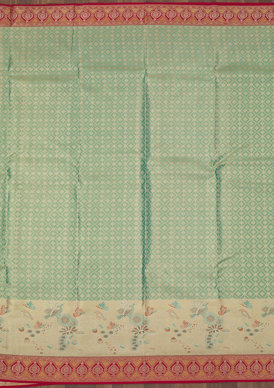 Sea Green Zariwork Pure Silk Saree