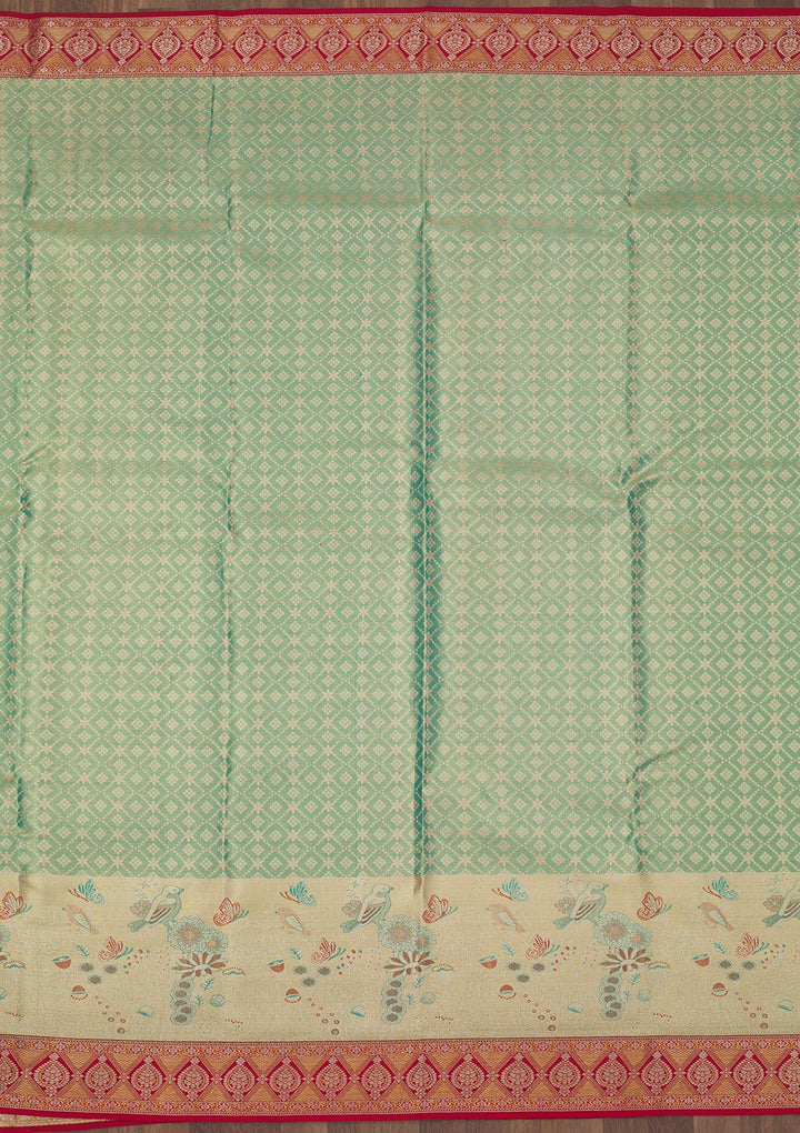 Sea Green Zariwork Pure Silk Saree