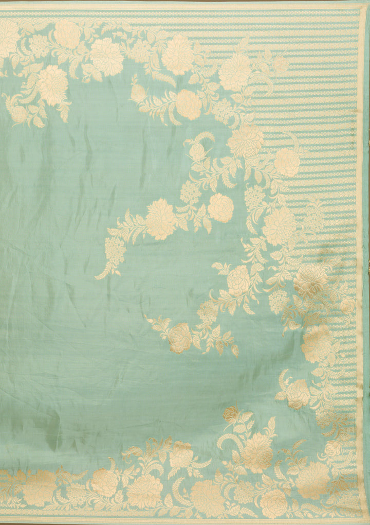 Sea Green Zariwork Raw Silk Saree