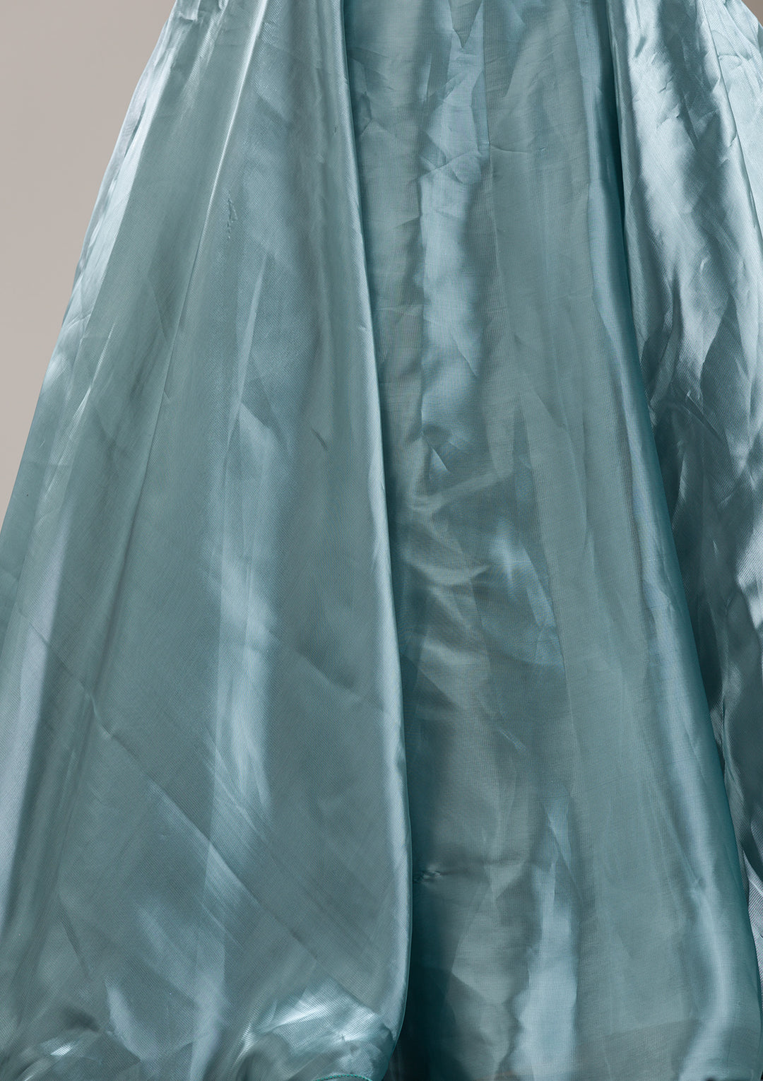 Sea Green Cutdana Organza Readymade Lehenga
