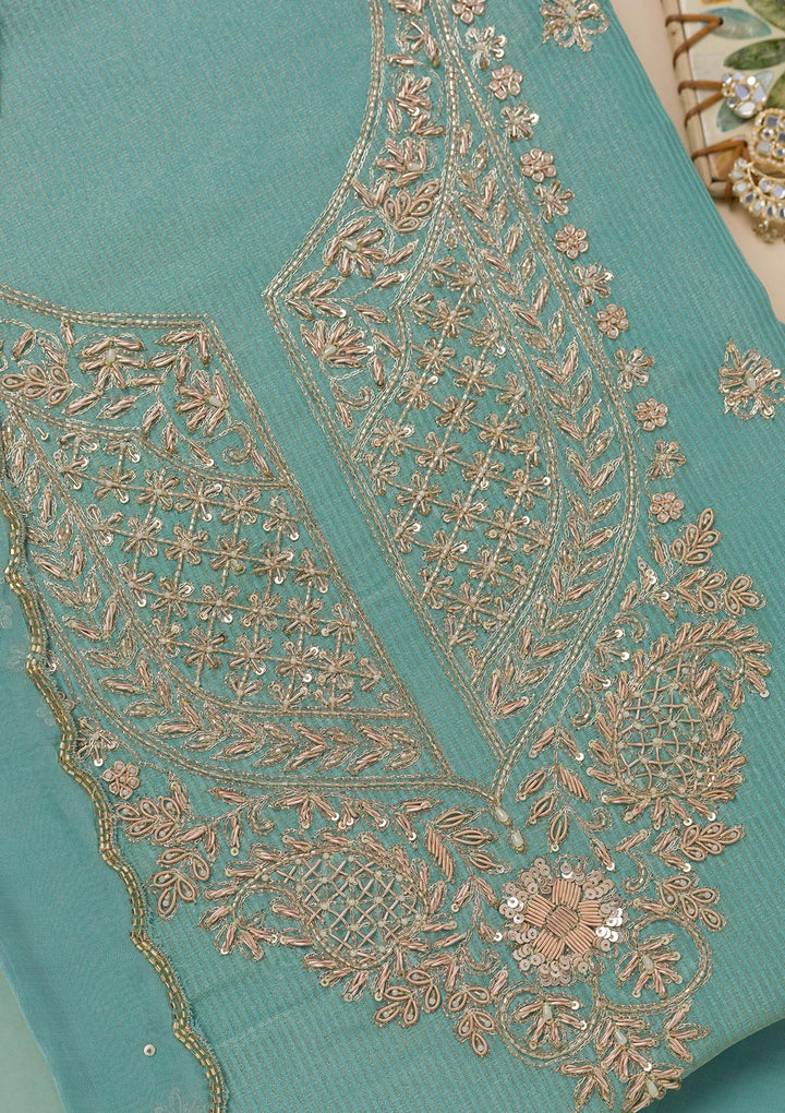 Sea Green Cutdana Tissue Unstitched Salwar Suit