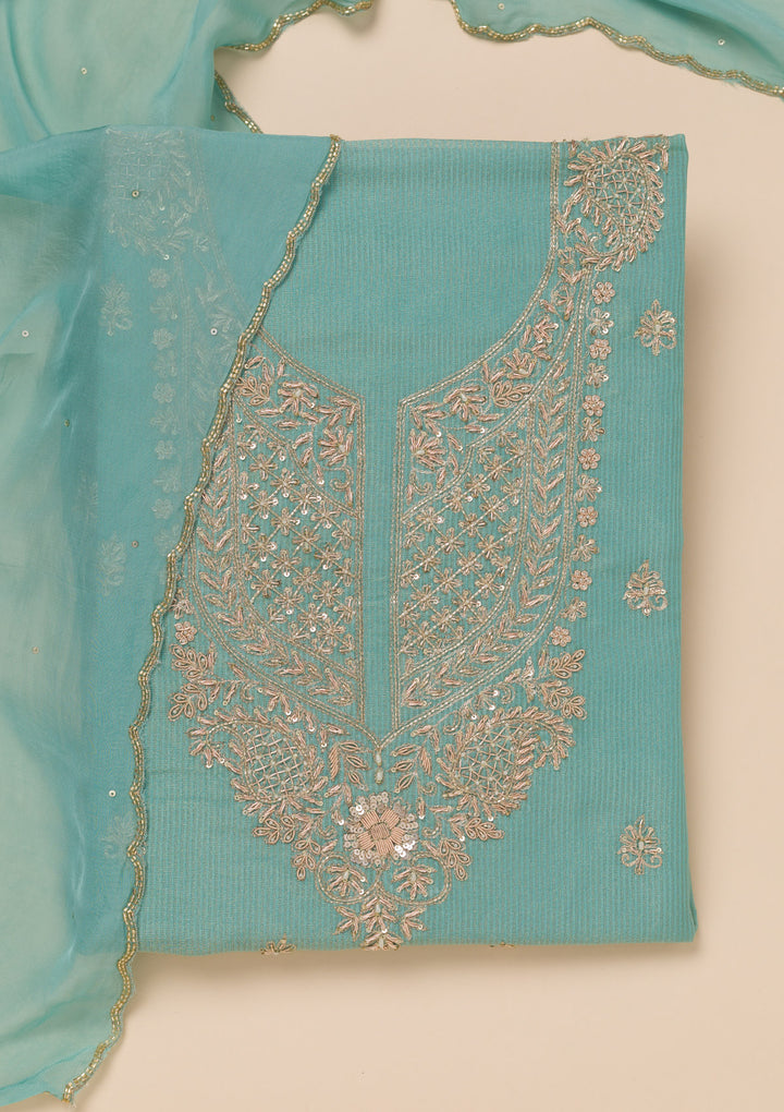 Sea Green Cutdana Tissue Unstitched Salwar Suit