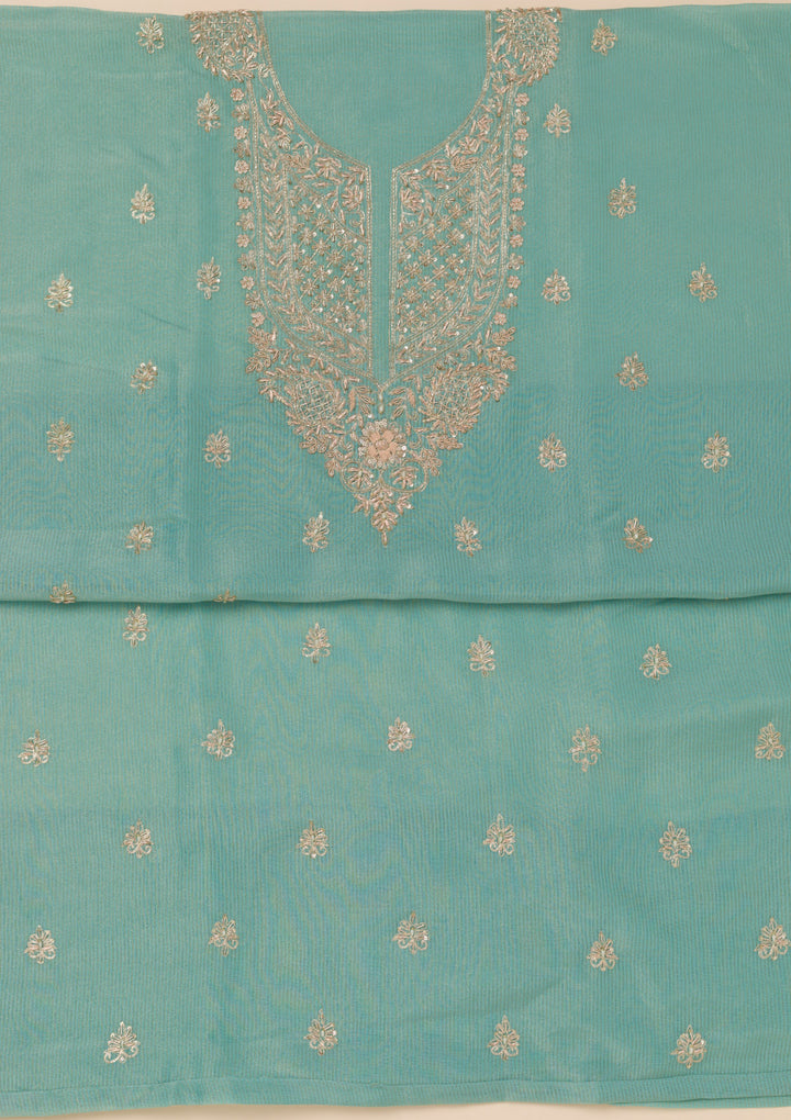 Sea Green Cutdana Tissue Unstitched Salwar Suit