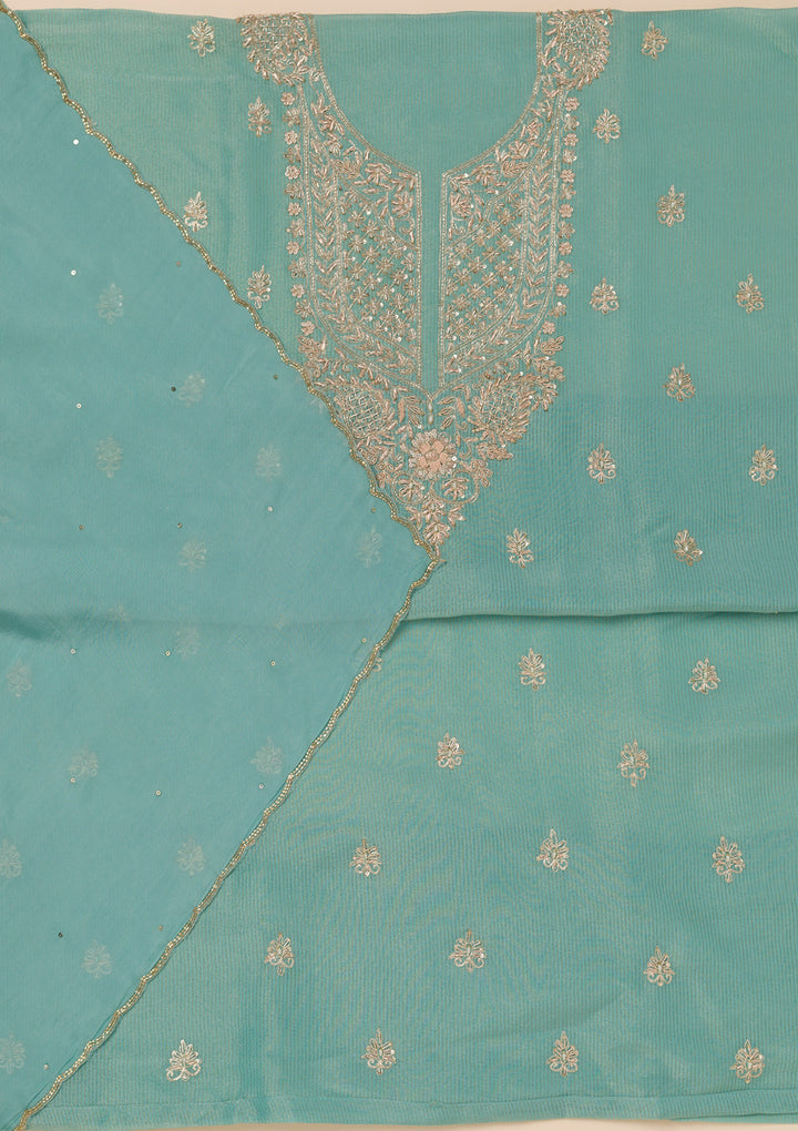 Sea Green Cutdana Tissue Unstitched Salwar Suit