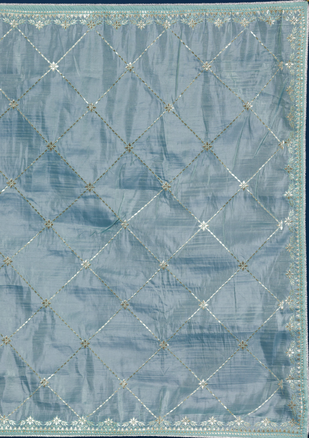 Sea Green Gotapatti Organza Saree
