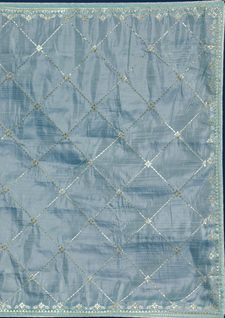 Sea Green Gotapatti Organza Saree