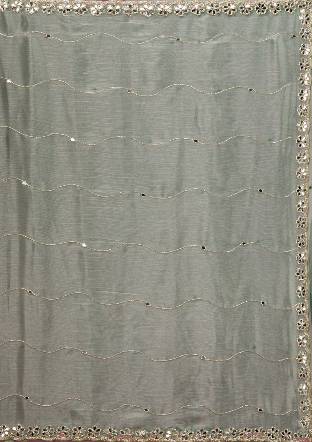 Sea Green Mirrorwork Georgette Saree