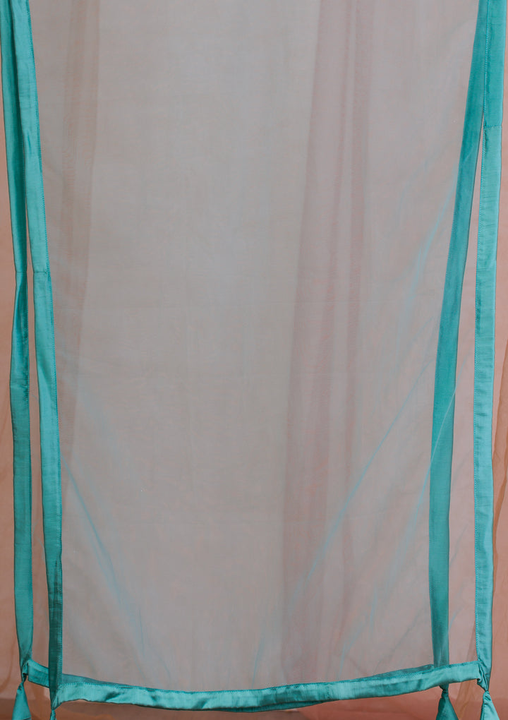 Sea Green Mirrorwork Net Readymade Lehenga
