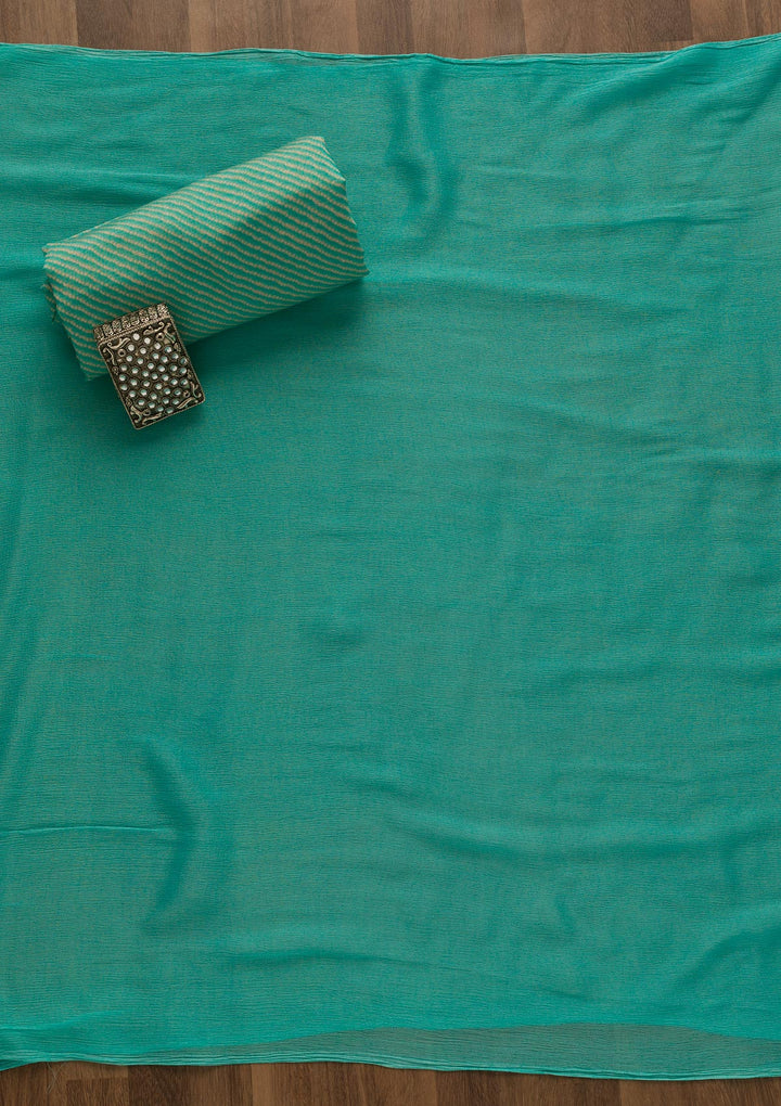 Sea Green Printed Cotton Unstitched Salwar Suit