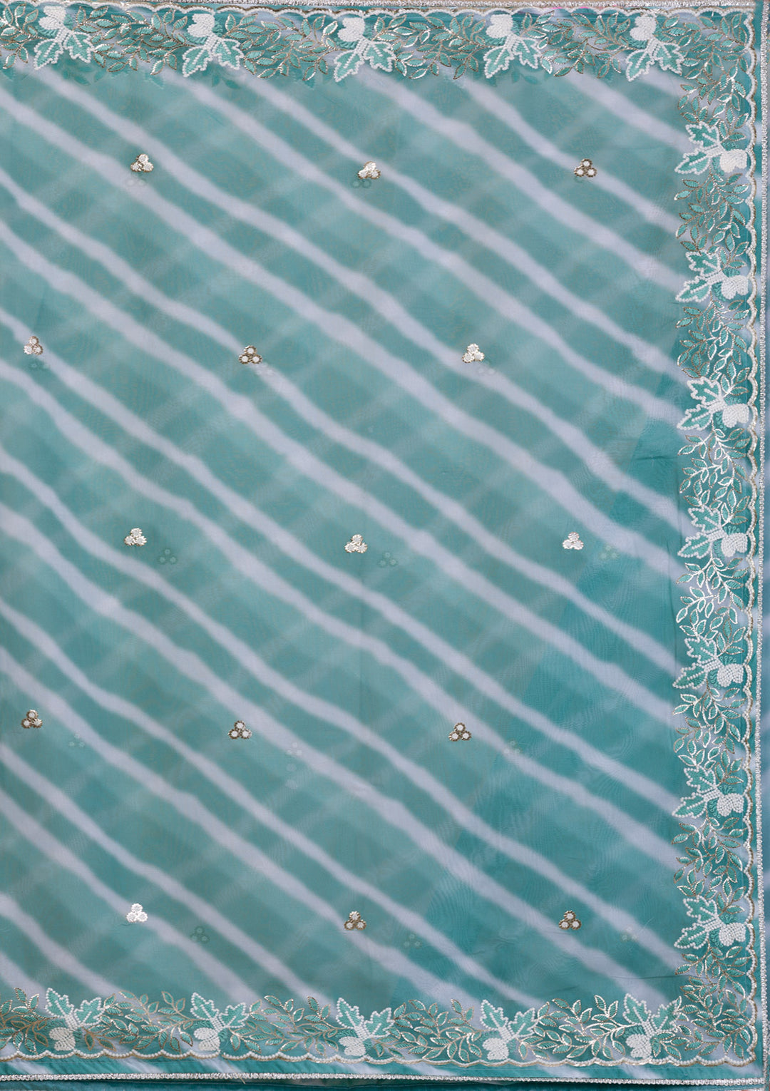 Sea Green Lehriya Printed Semi Crepe Saree