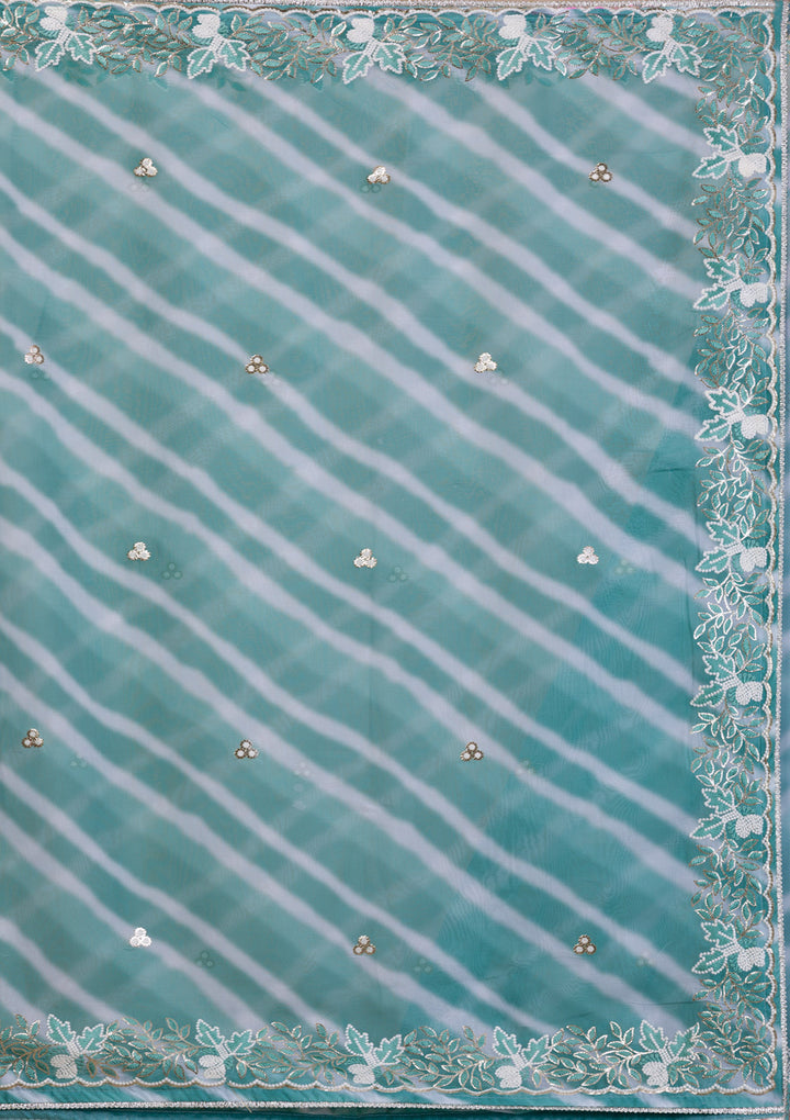 Sea Green Lehriya Printed Semi Crepe Saree