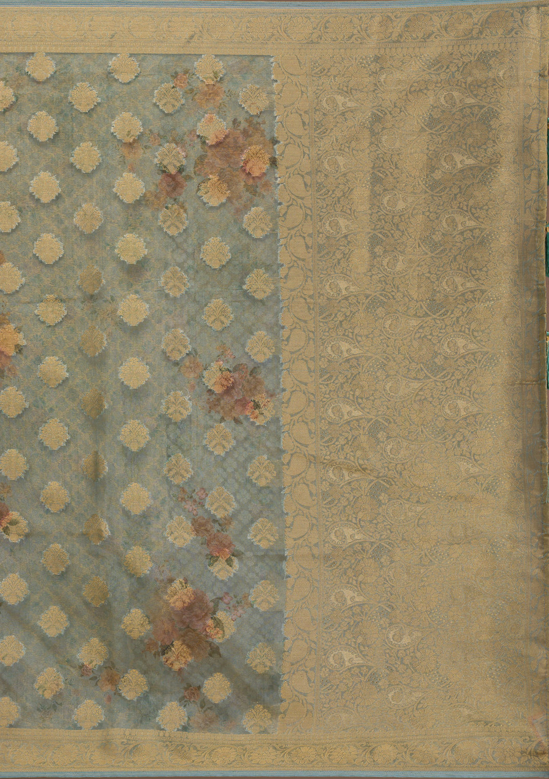 Sea Green Printed Tissue Saree