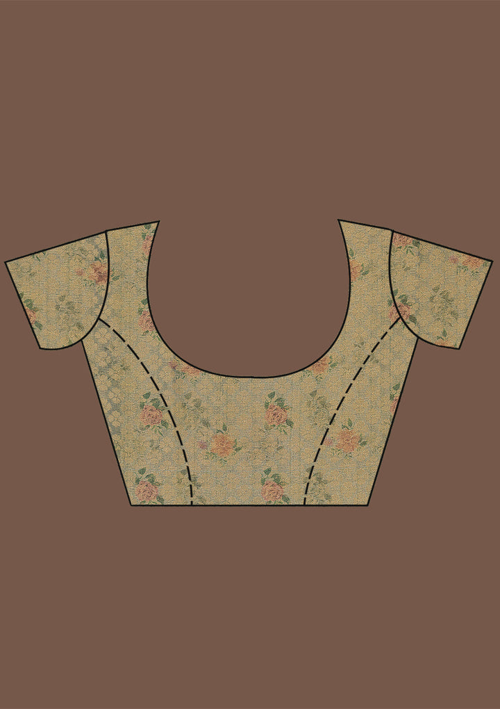 Sea Green Printed Tissue Saree