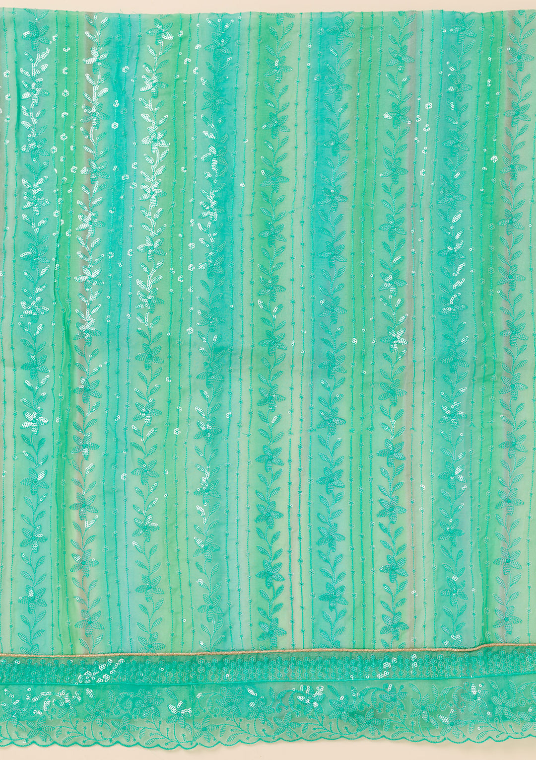 Sea Green Sequins Georgette Unstitched Salwar Suit