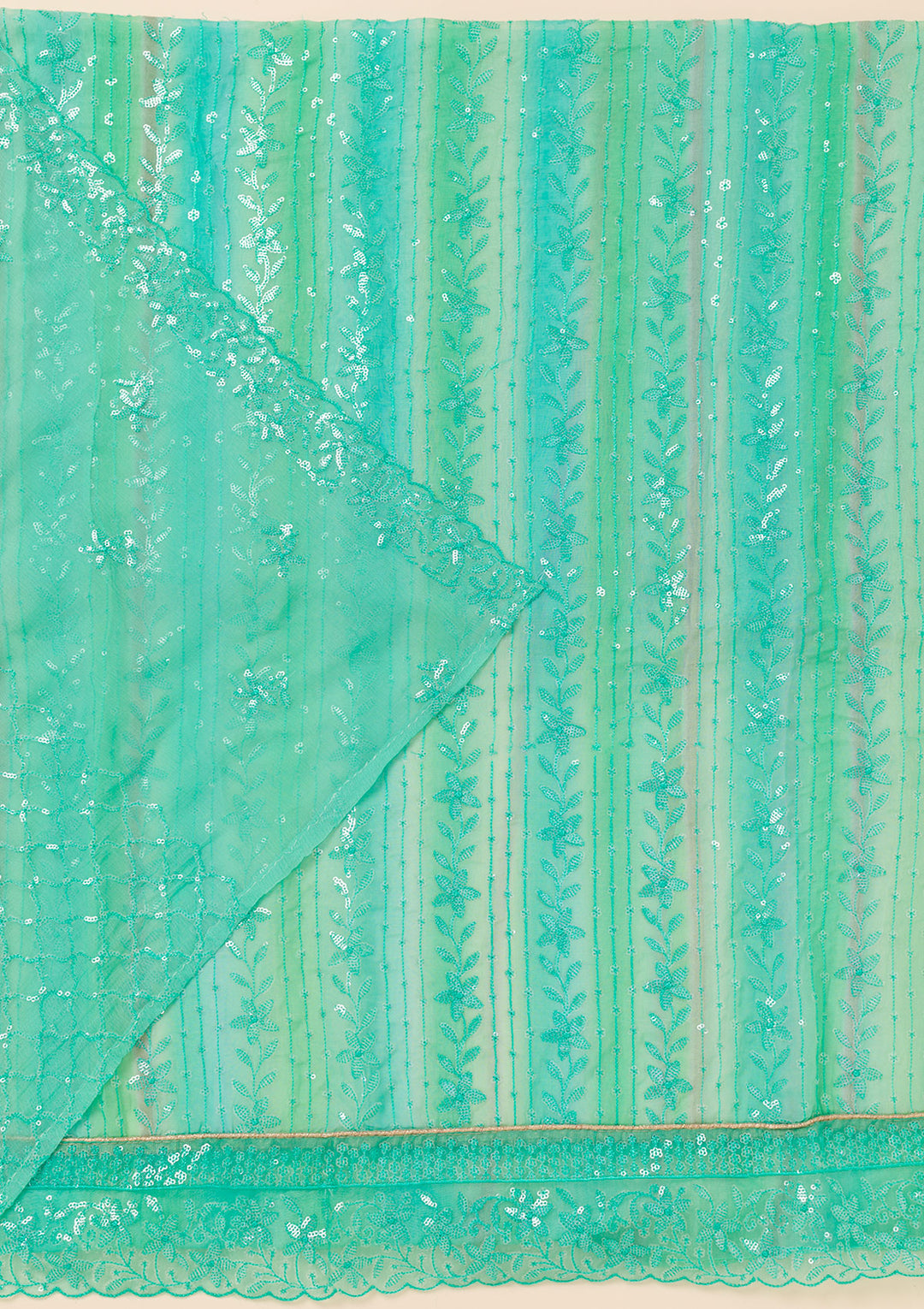 Sea Green Sequins Georgette Unstitched Salwar Suit