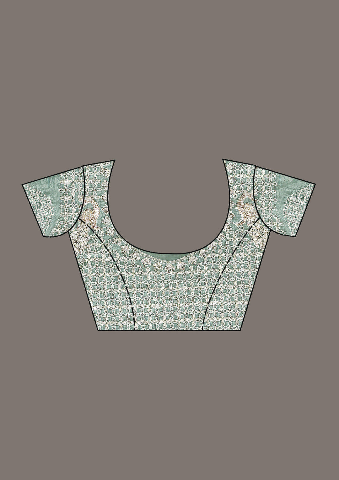 Sea Green Sequins Tissue Saree