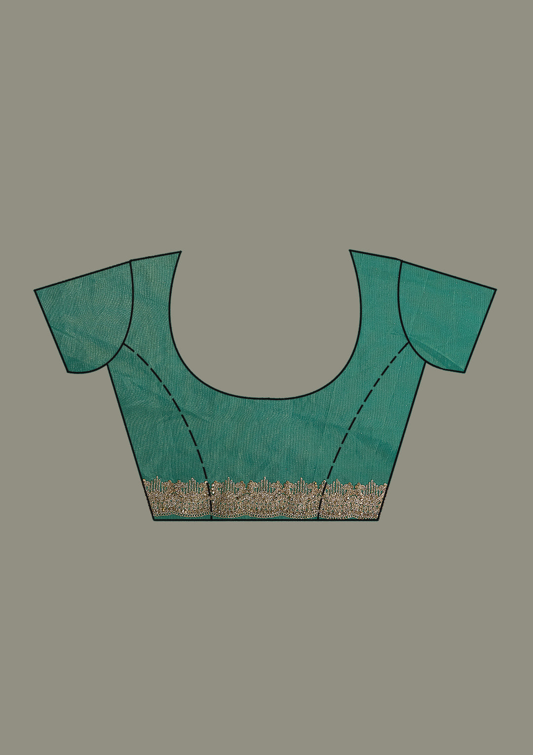 Sea Green Sequins Tissue Saree