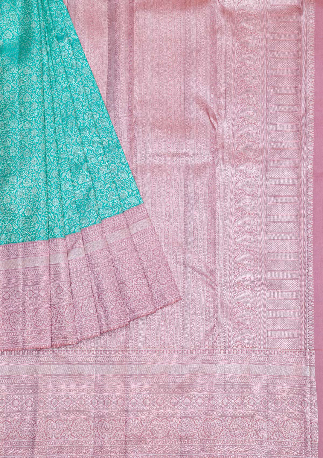 Sea Green Silver Zariwork Kanjivaram Pure Silk Saree