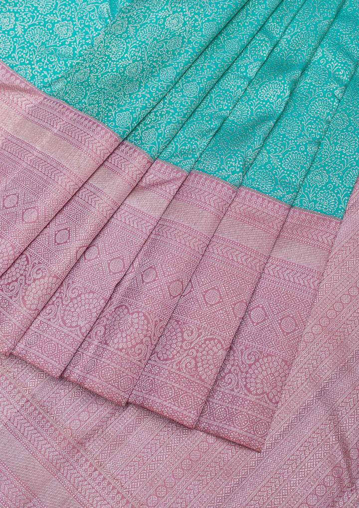 Sea Green Silver Zariwork Kanjivaram Pure Silk Saree