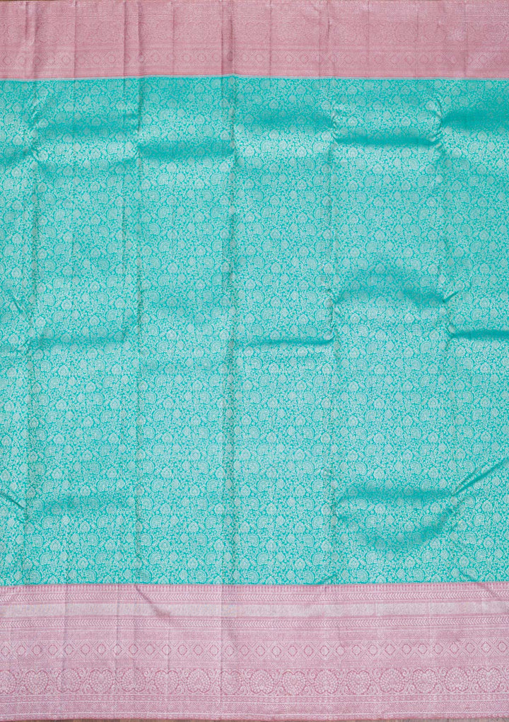 Sea Green Silver Zariwork Kanjivaram Pure Silk Saree