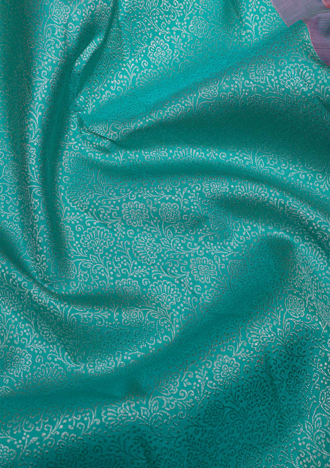 Sea Green Silver Zariwork Kanjivaram Pure Silk Saree