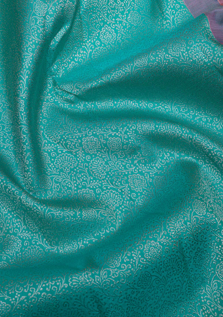 Sea Green Silver Zariwork Kanjivaram Pure Silk Saree