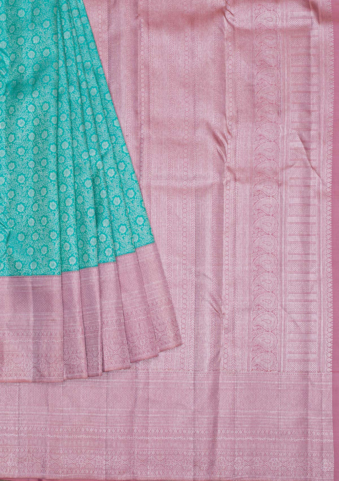 Sea Green Silver Zariwork Kanjivaram Pure Silk Saree