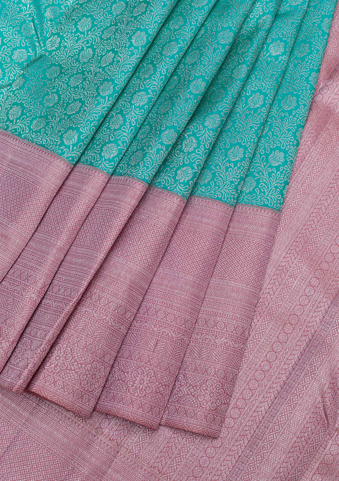 Sea Green Silver Zariwork Kanjivaram Pure Silk Saree