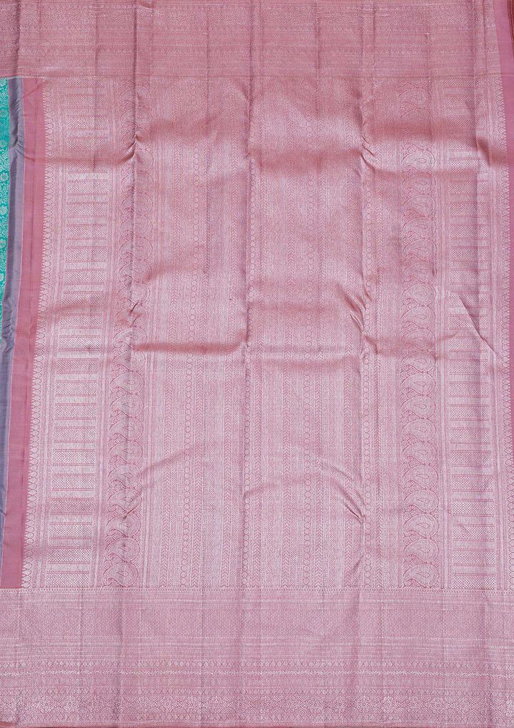 Sea Green Silver Zariwork Kanjivaram Pure Silk Saree