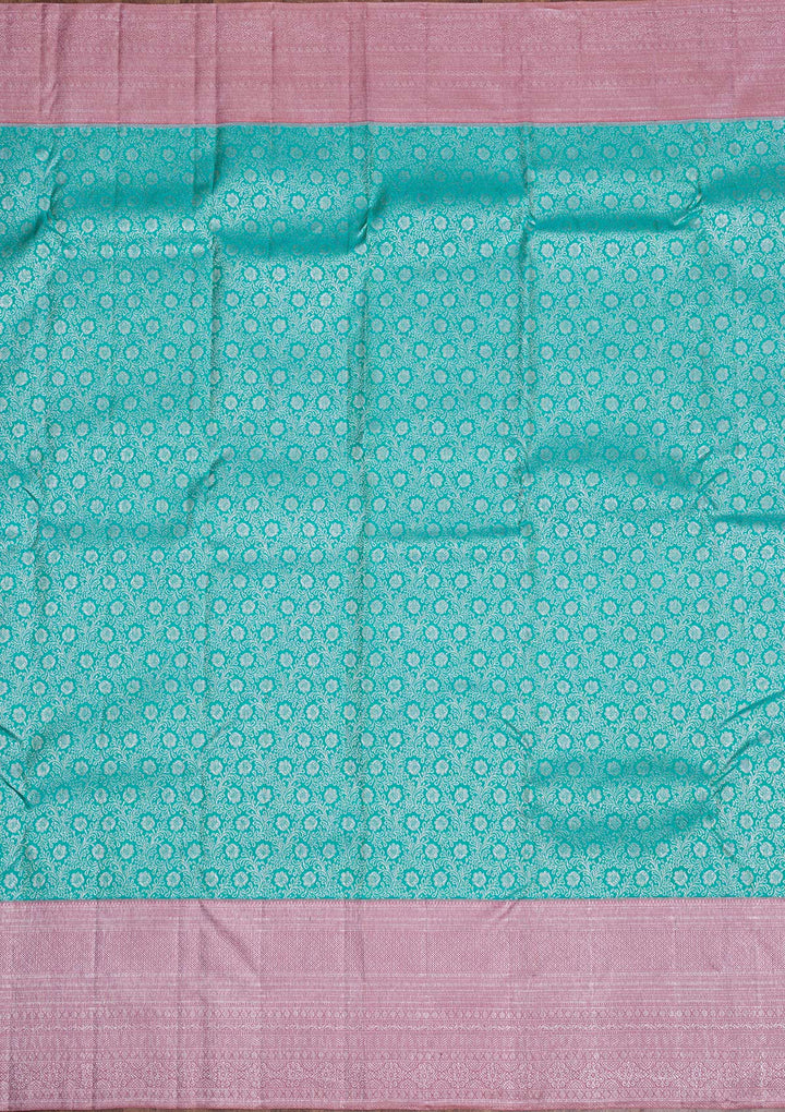 Sea Green Silver Zariwork Kanjivaram Pure Silk Saree