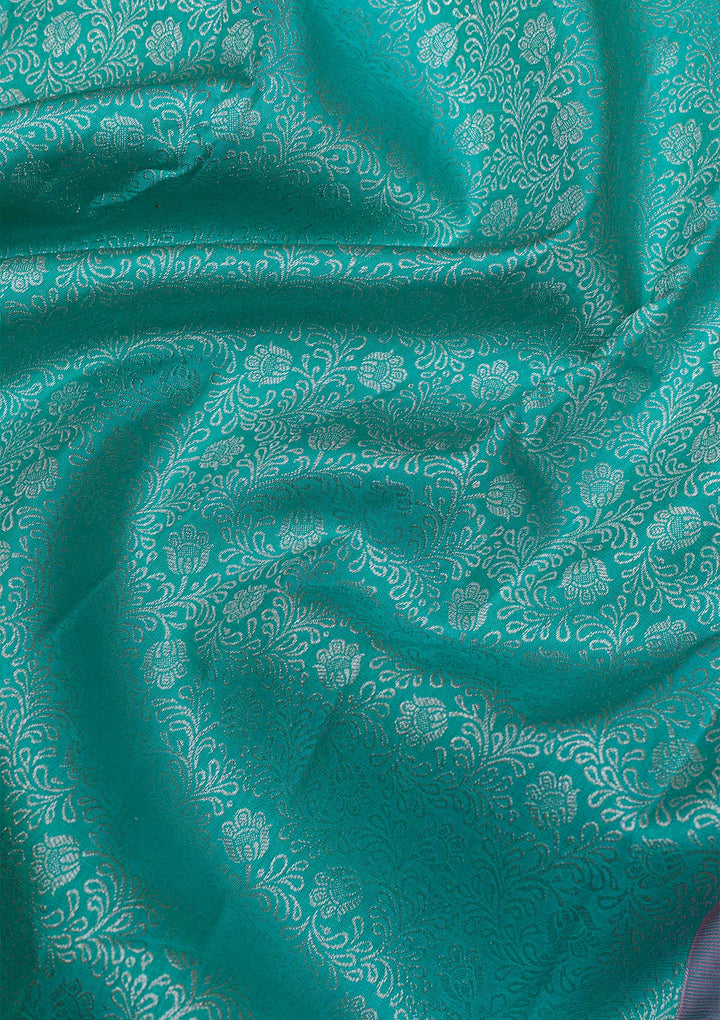 Sea Green Silver Zariwork Kanjivaram Pure Silk Saree
