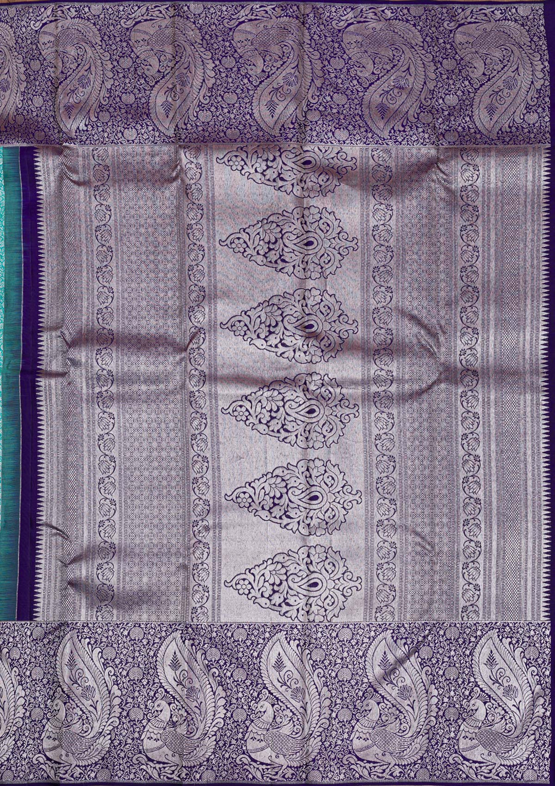 Sea Green Silver Zariwork Pure Silk Saree