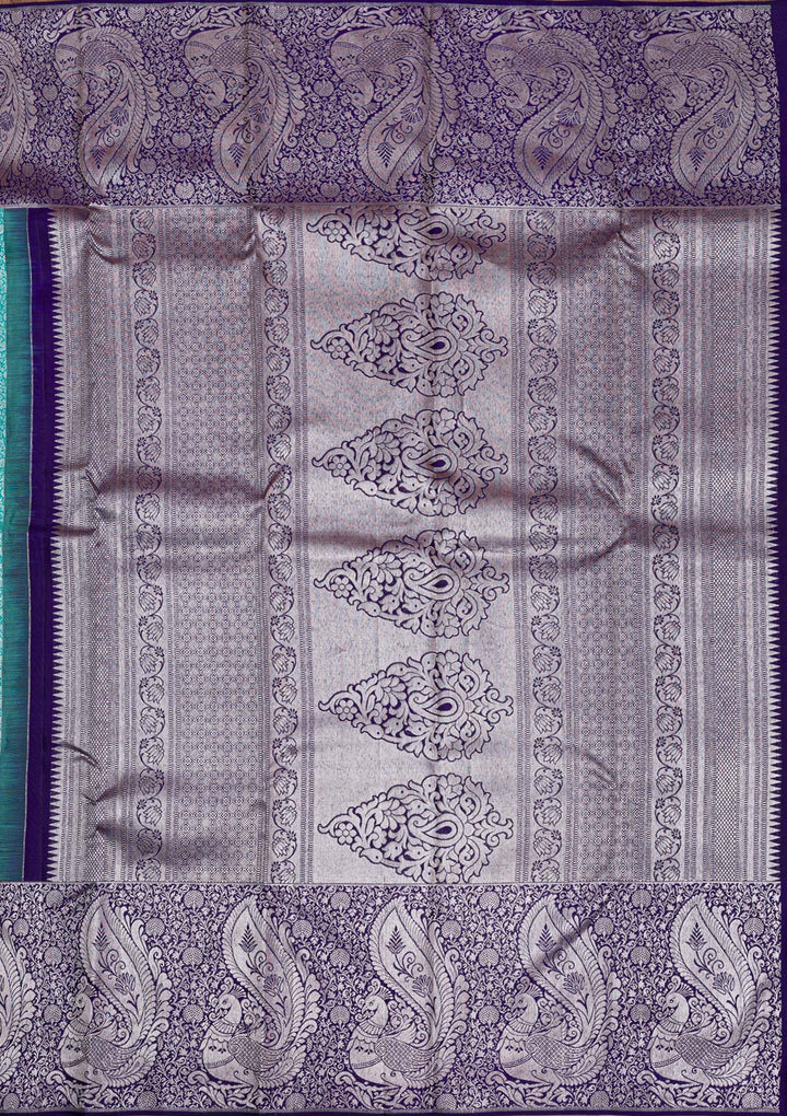 Sea Green Silver Zariwork Pure Silk Saree