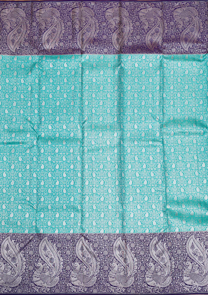 Sea Green Silver Zariwork Pure Silk Saree