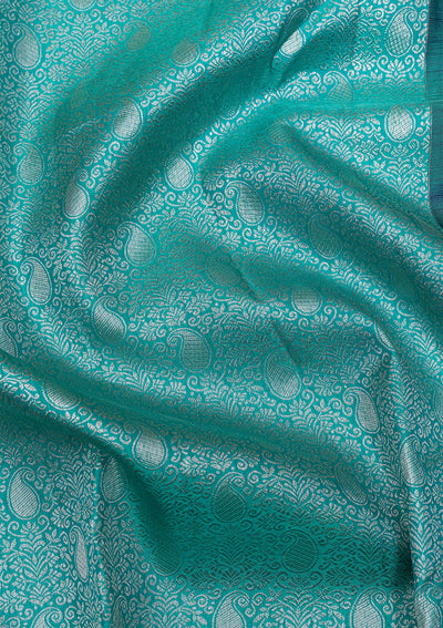 Sea Green Silver Zariwork Pure Silk Saree