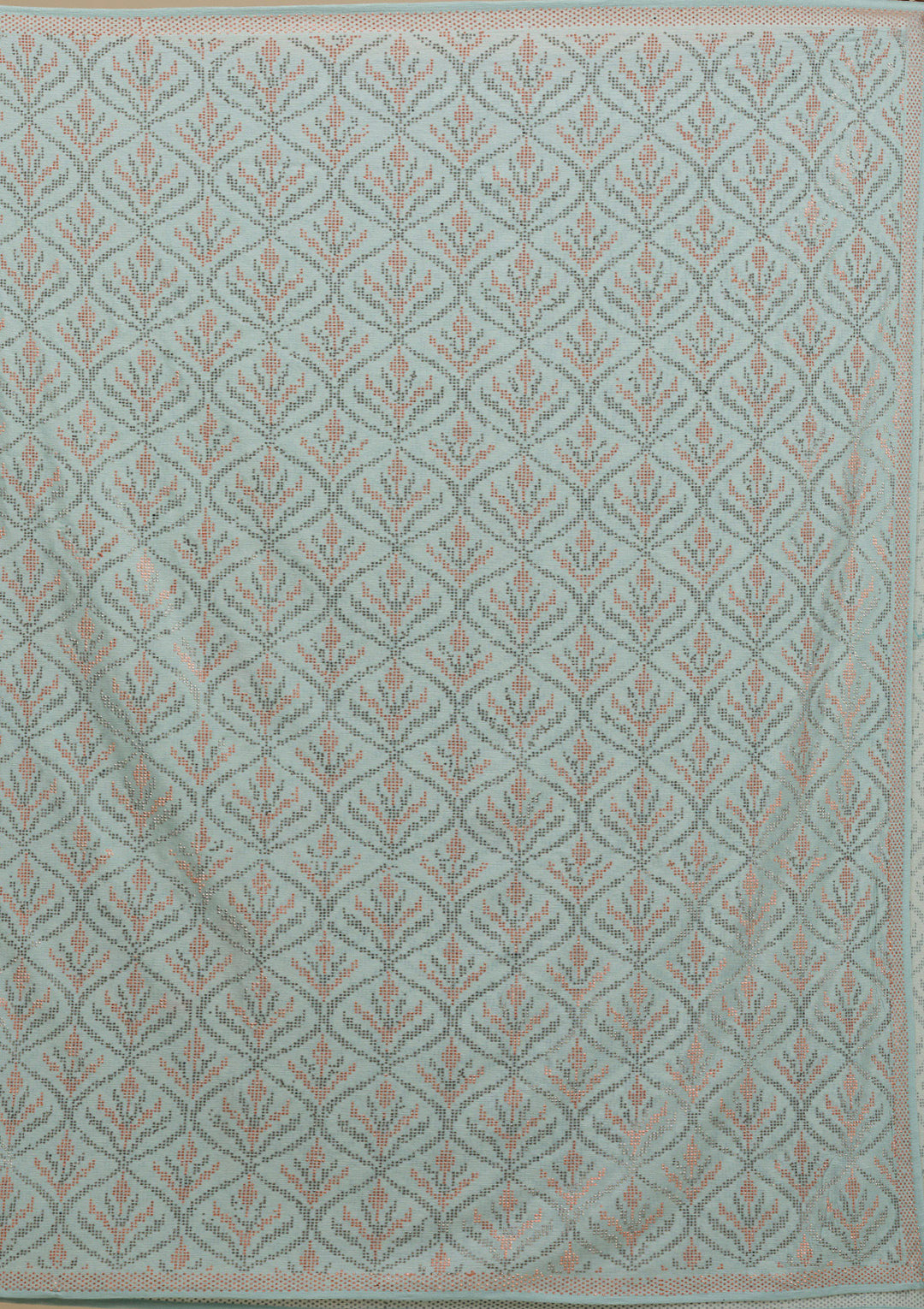 Sea Green Stonework Georgette Saree