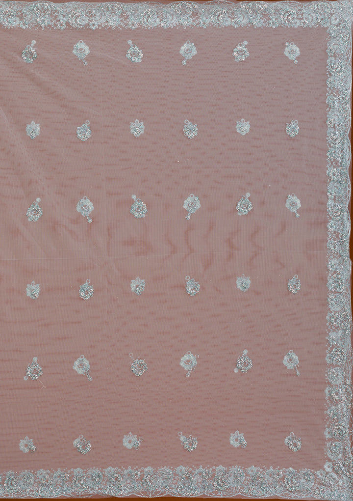 Sea Green Stonework Net Readymade Lehenga