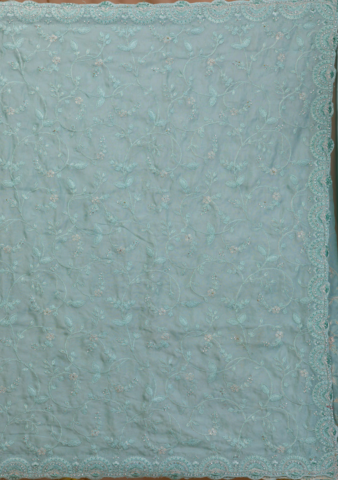 Sea Green Stonework Net Saree